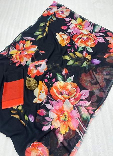 MG 362 Soft Gorgette Digital Printed Fancy Saree Exporters In India